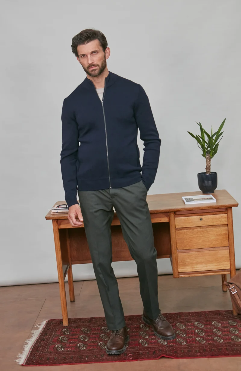 Mens Extra Fine Merino Knitted Jacket