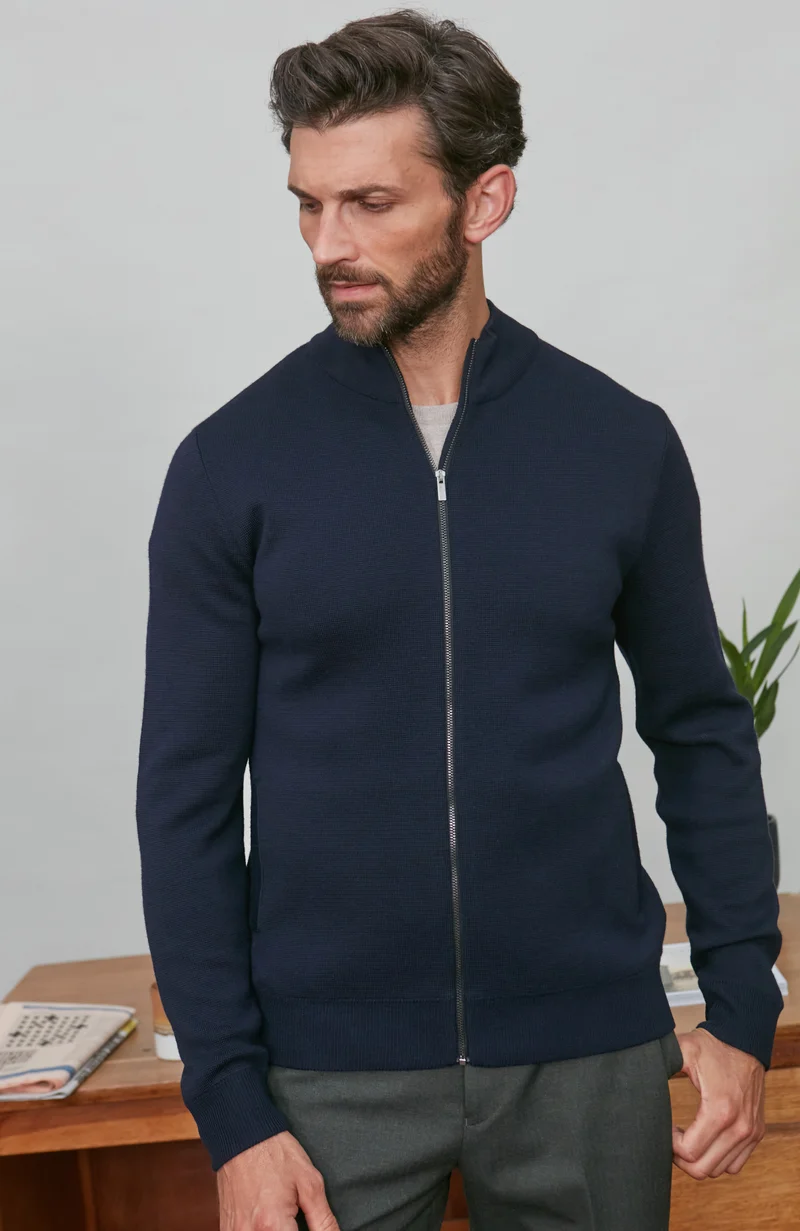 Mens Extra Fine Merino Knitted Jacket