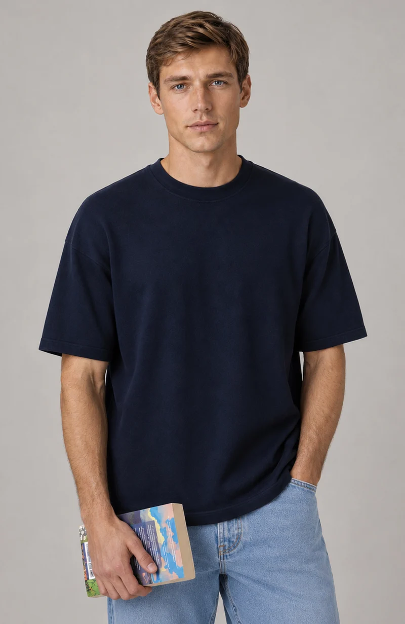 Mens Lightweight Cotton Oversized Knitted T-Shirt