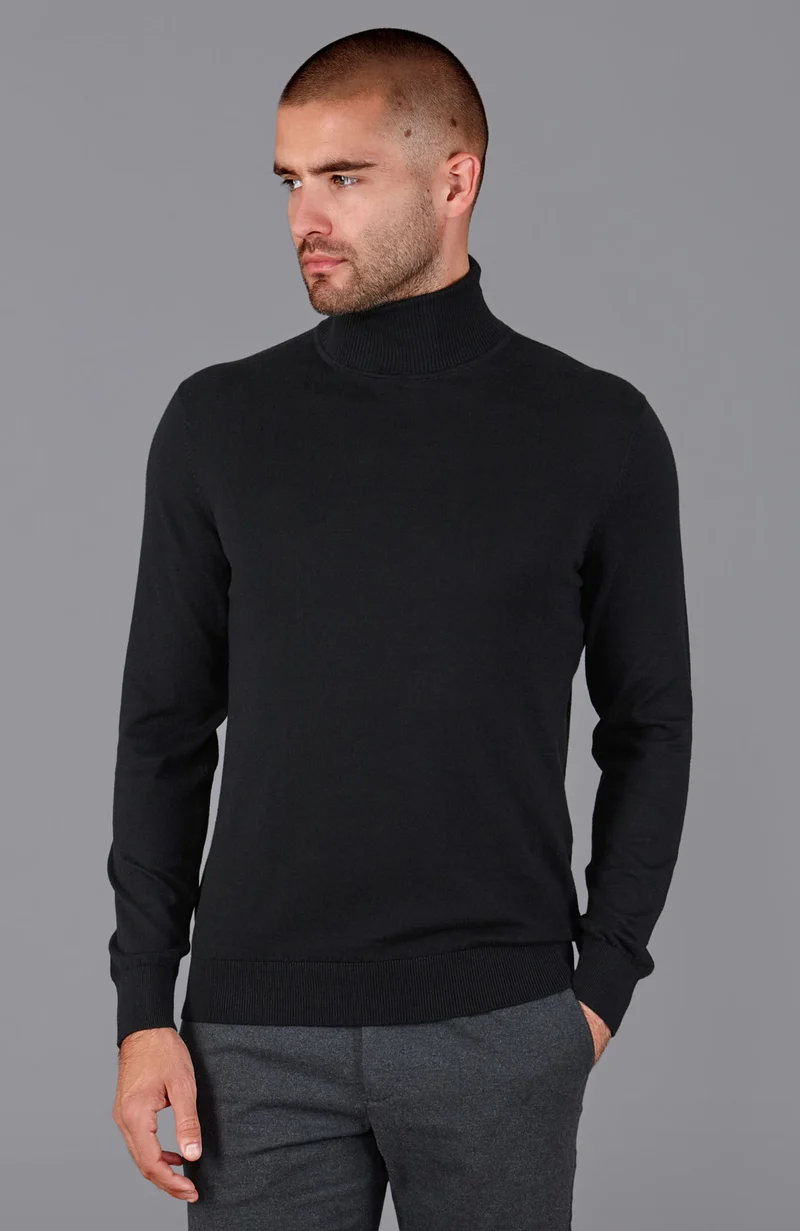 Rollkragenpullover für Herren aus 100 % ultrafeiner Baumwolle