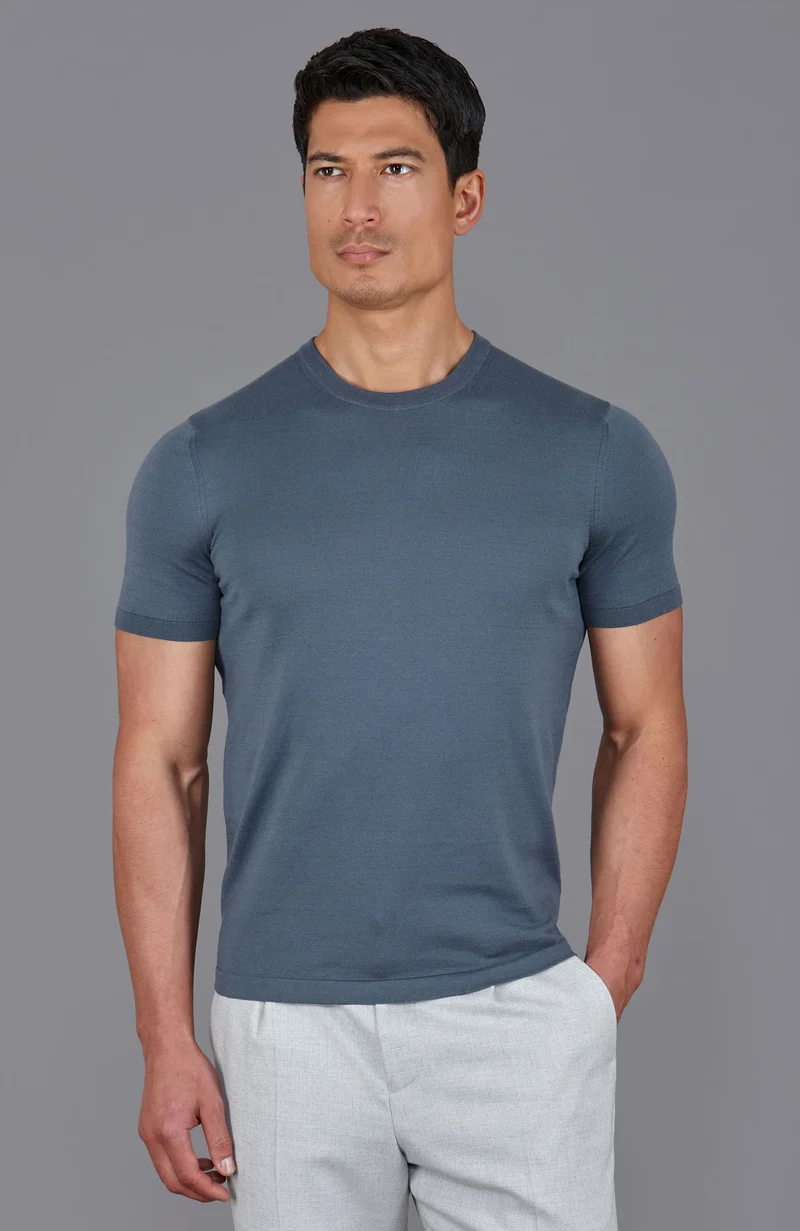 Mens Superfine Mercerised Cotton Knitted T-Shirt