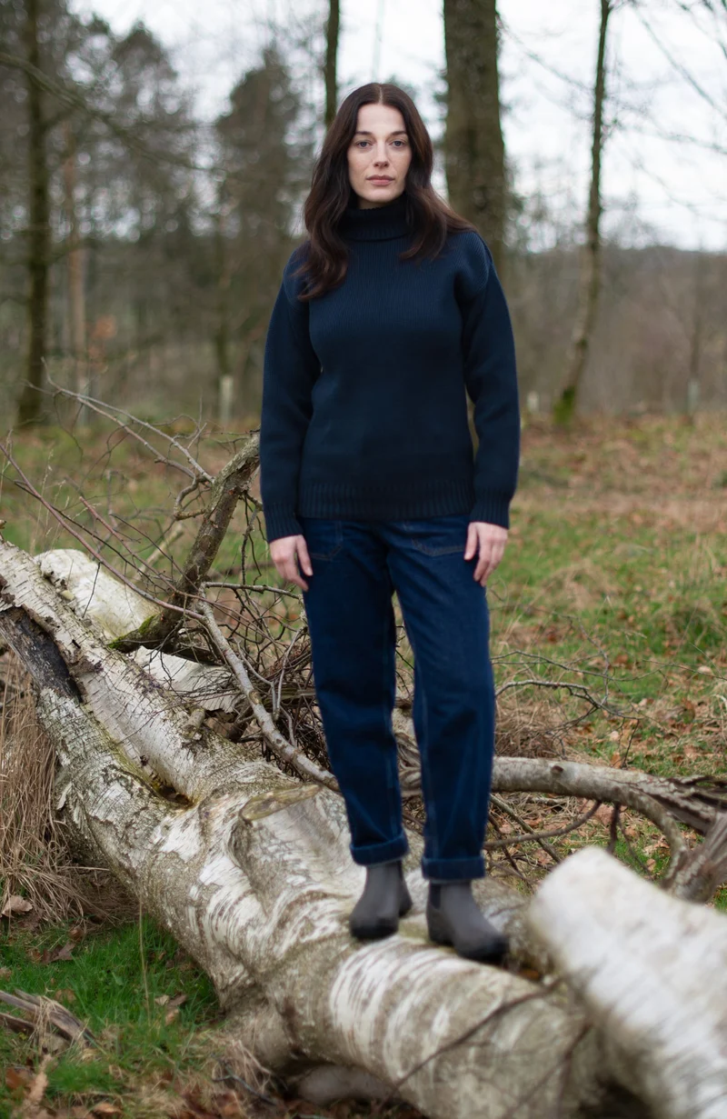 Schwerer Damen-Rollkragenpullover „Submariner“ aus reiner Baumwolle