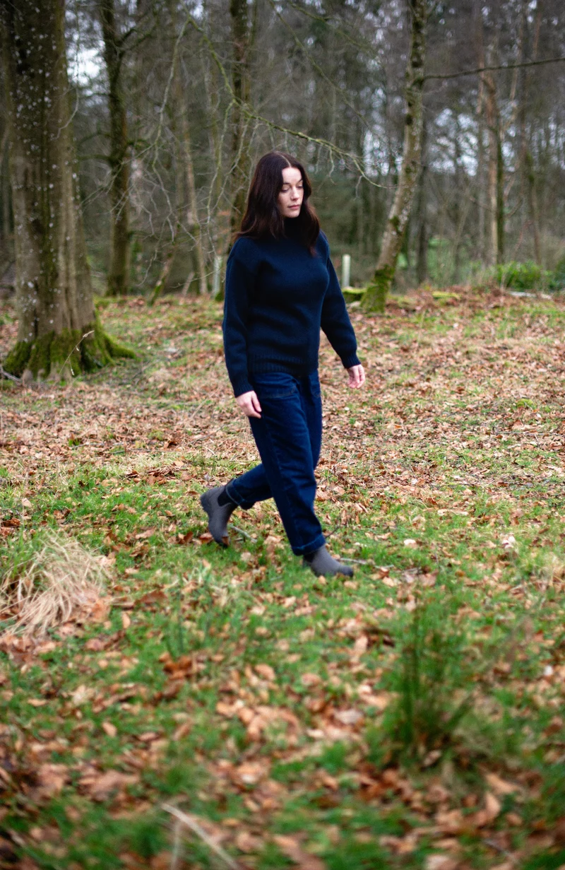 Schwerer Damen-Rollkragenpullover „Submariner“ aus reiner Baumwolle