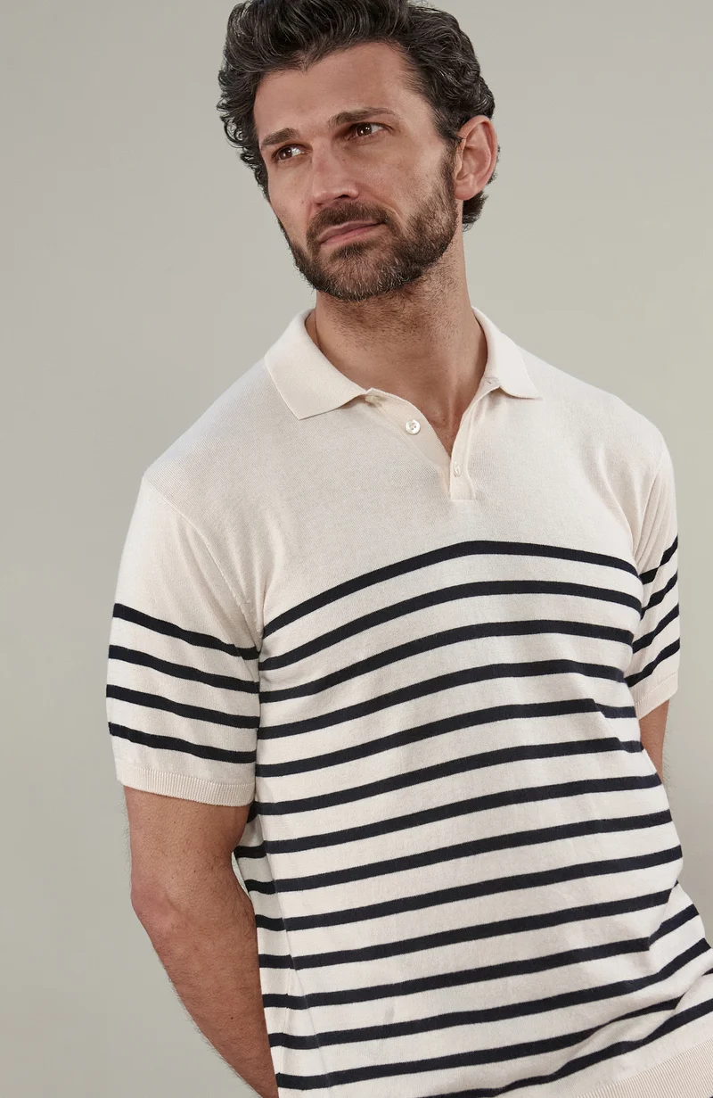 Bretonisches Kurzarm-Poloshirt für Herren aus 100 % ultrafeiner Baumwolle