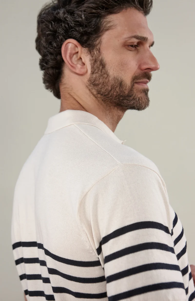 Bretonisches Kurzarm-Poloshirt für Herren aus 100 % ultrafeiner Baumwolle