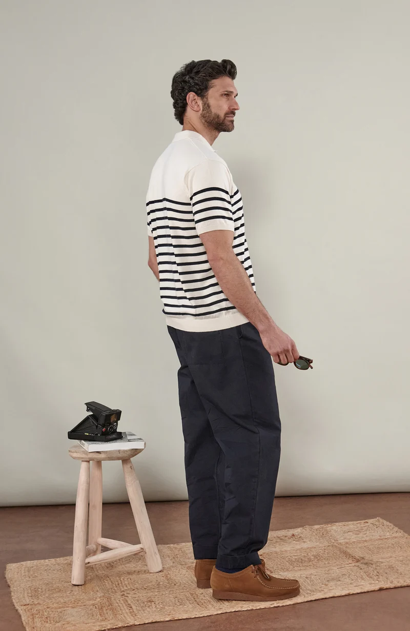 Bretonisches Kurzarm-Poloshirt für Herren aus 100 % ultrafeiner Baumwolle