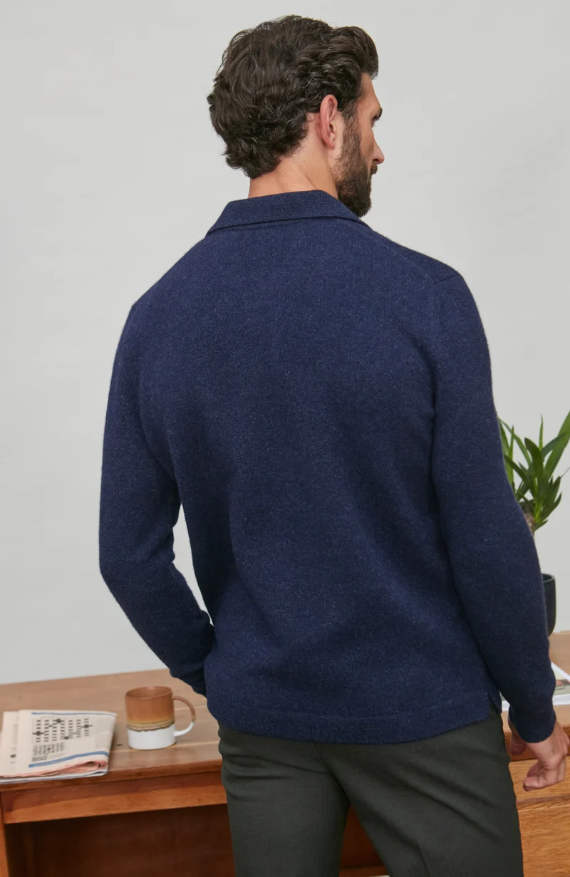 Mens Midweight Lambswool Buttonless Polo Shirt