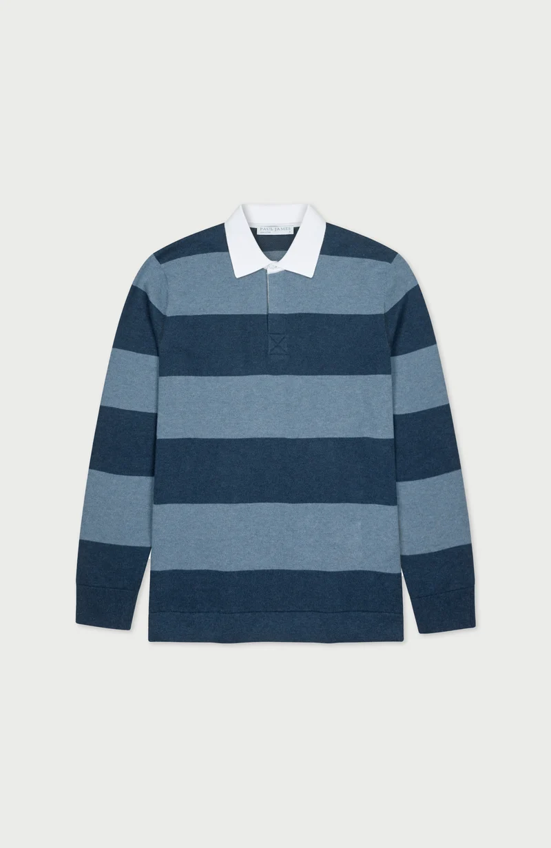 Mens Midweight Cotton Stripe Rugby Shirt