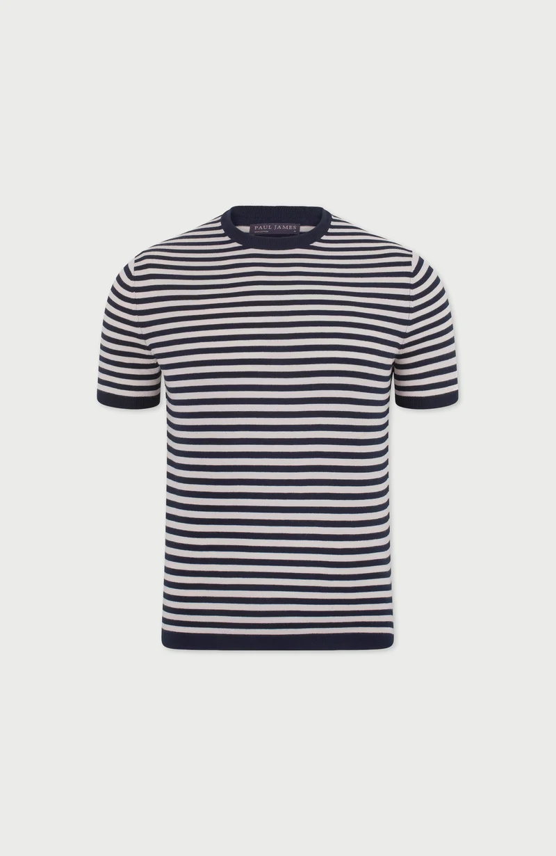 Bretonisches Strick-T-Shirt für Herren aus 100 % ultrafeiner Baumwolle
