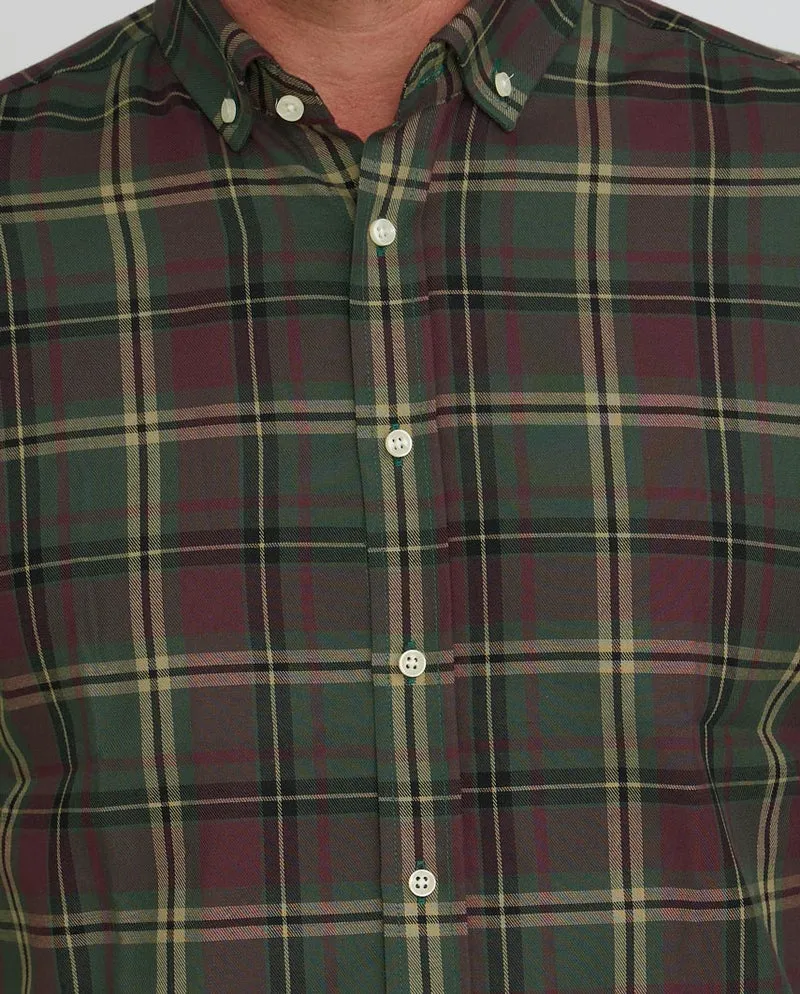 Herrenhemd "Steward" mit Button-Down-Kragen – oliv plum check