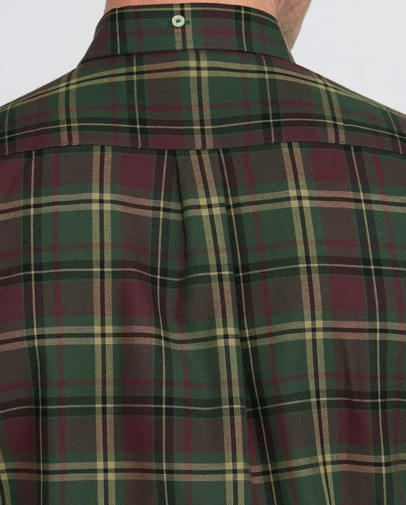 Herrenhemd "Steward" mit Button-Down-Kragen – oliv plum check