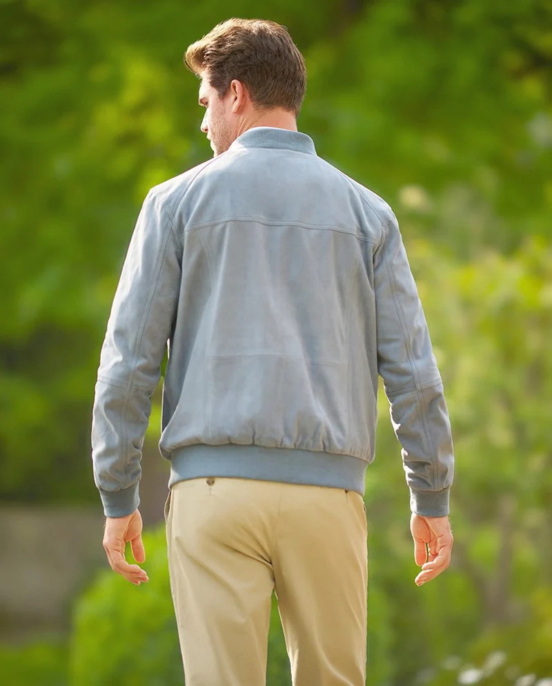 Leder Blouson "Winston III" für Herren in baby blue