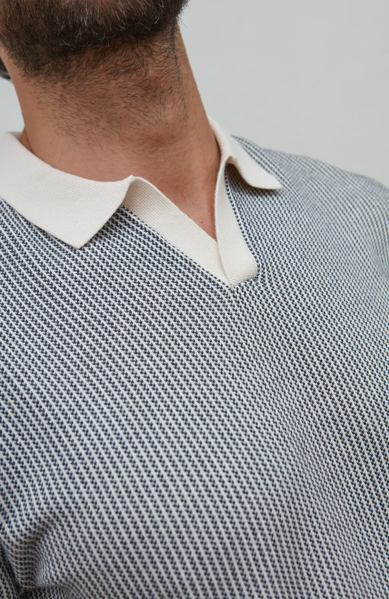 Leichtes Fishermans-Poloshirt ohne Knöpfe aus 100 % Baumwolle für Herren
