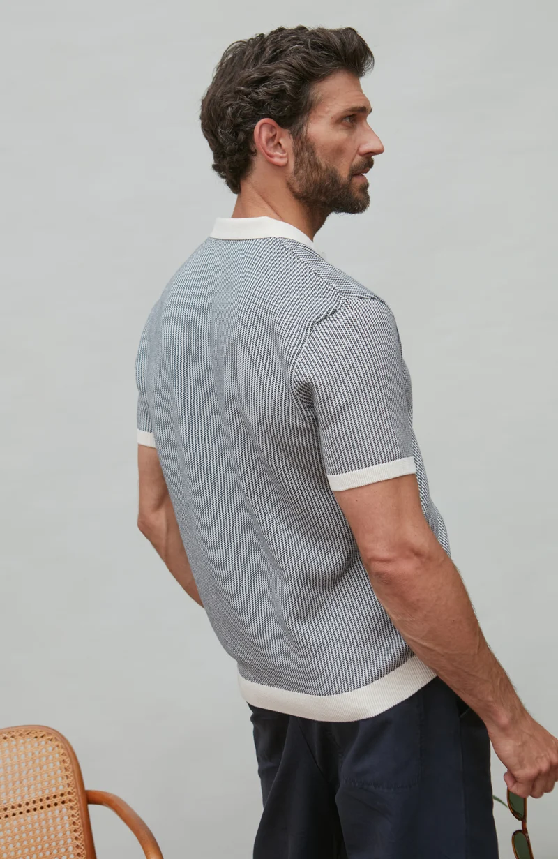 Leichtes Fishermans-Poloshirt ohne Knöpfe aus 100 % Baumwolle für Herren