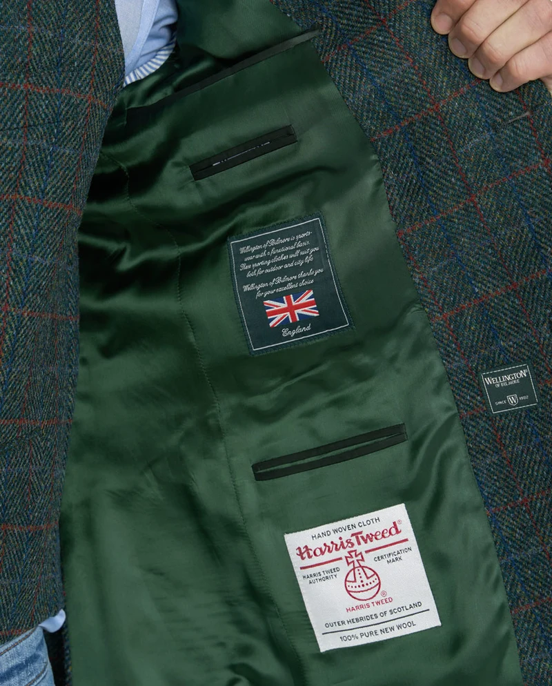 Harris Tweed Sakko "London" in royal green Tweed