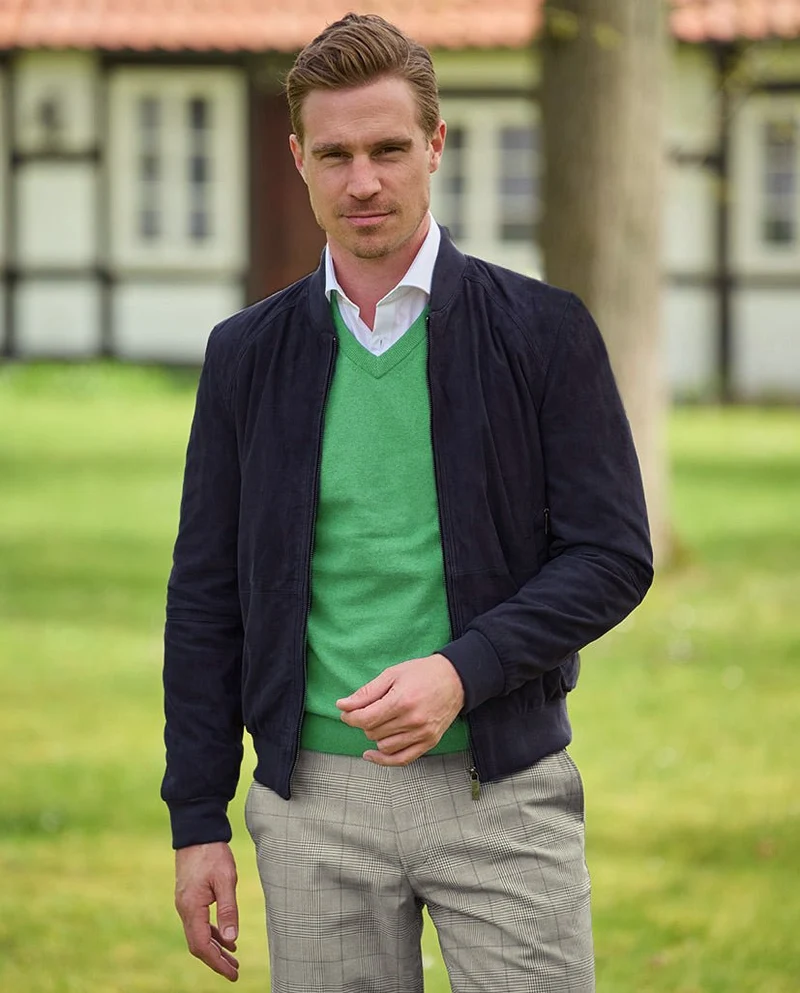Leder Blouson "Winston III" für Herren in navy