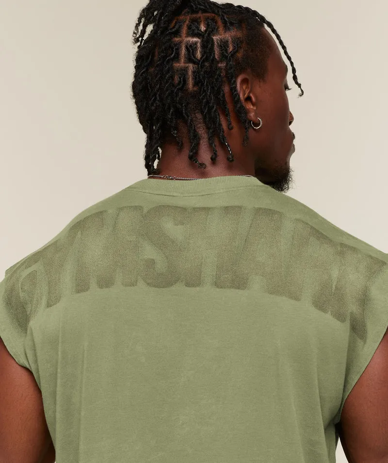 Gymshark Power Washed Cut off Tank - Grounded Green/Wash