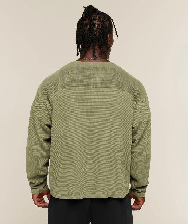 Gymshark Power Washed Henley - Grounded Green/Wash