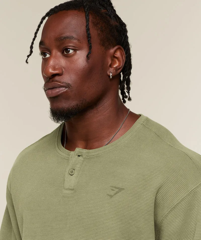 Gymshark Power Washed Henley - Grounded Green/Wash