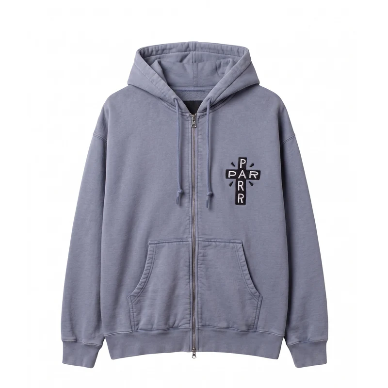 By Parra A Cross To Bear Zip Hooded Sweatshirt