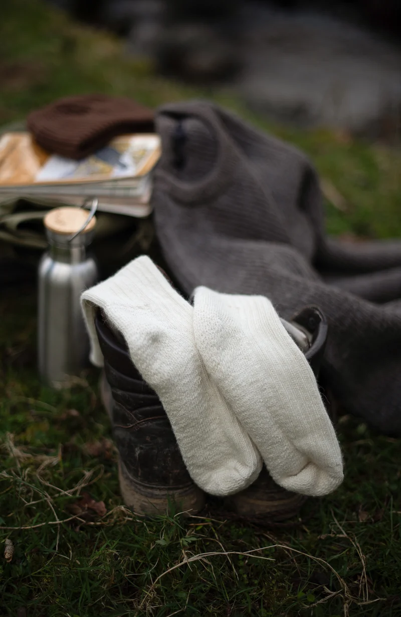 Wandersocken mit Alpaka-Kissensohle