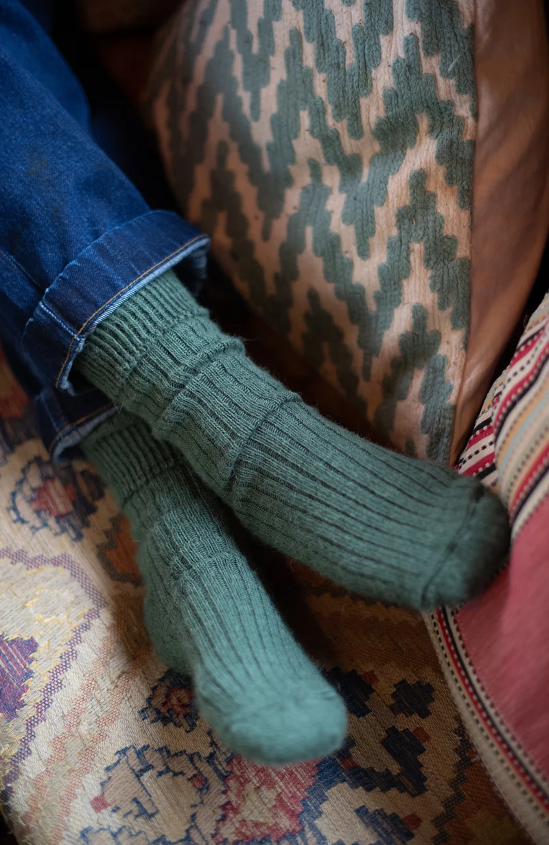 Wandersocken mit Alpaka-Kissensohle