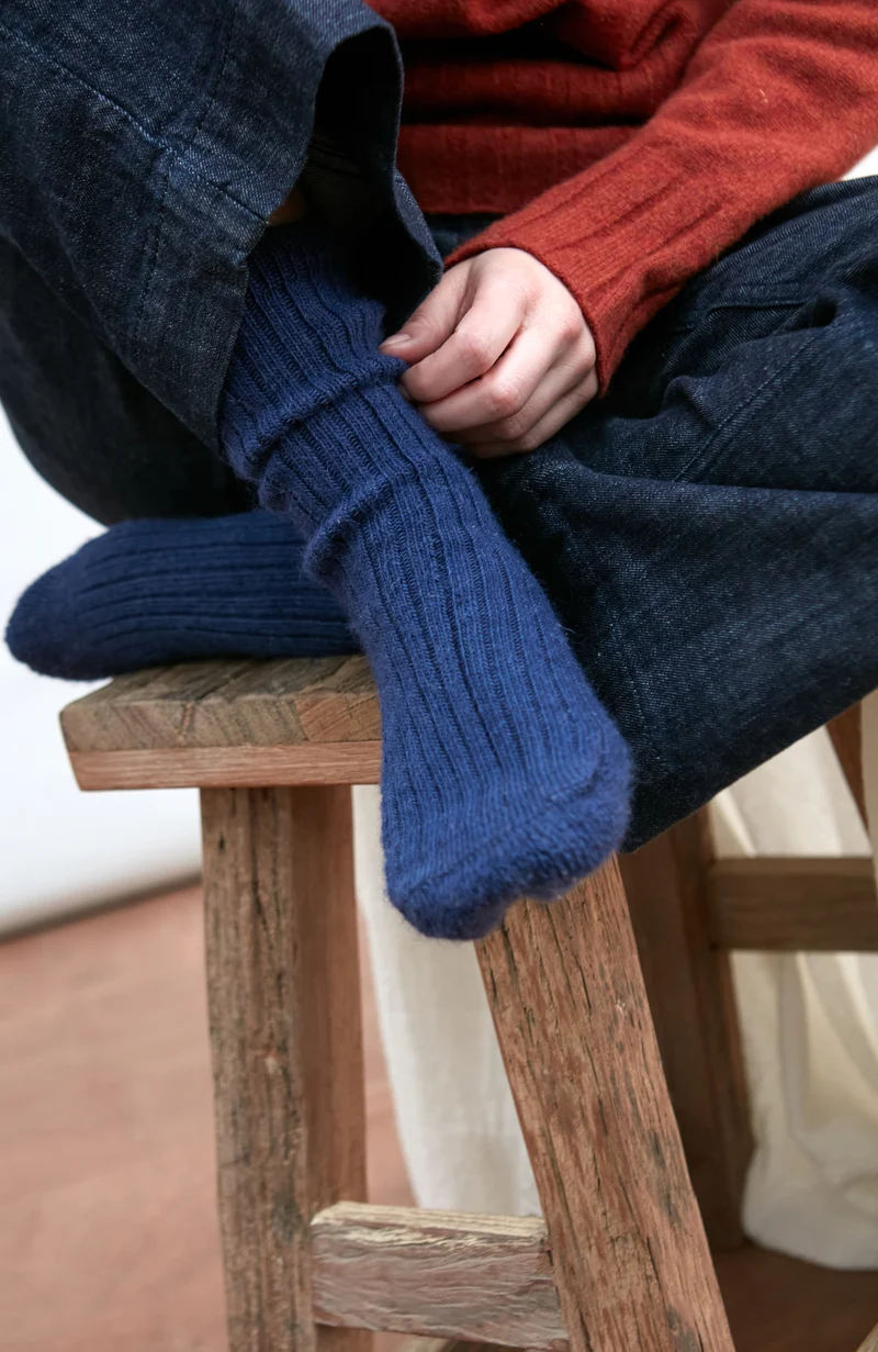 Wandersocken mit Alpaka-Kissensohle