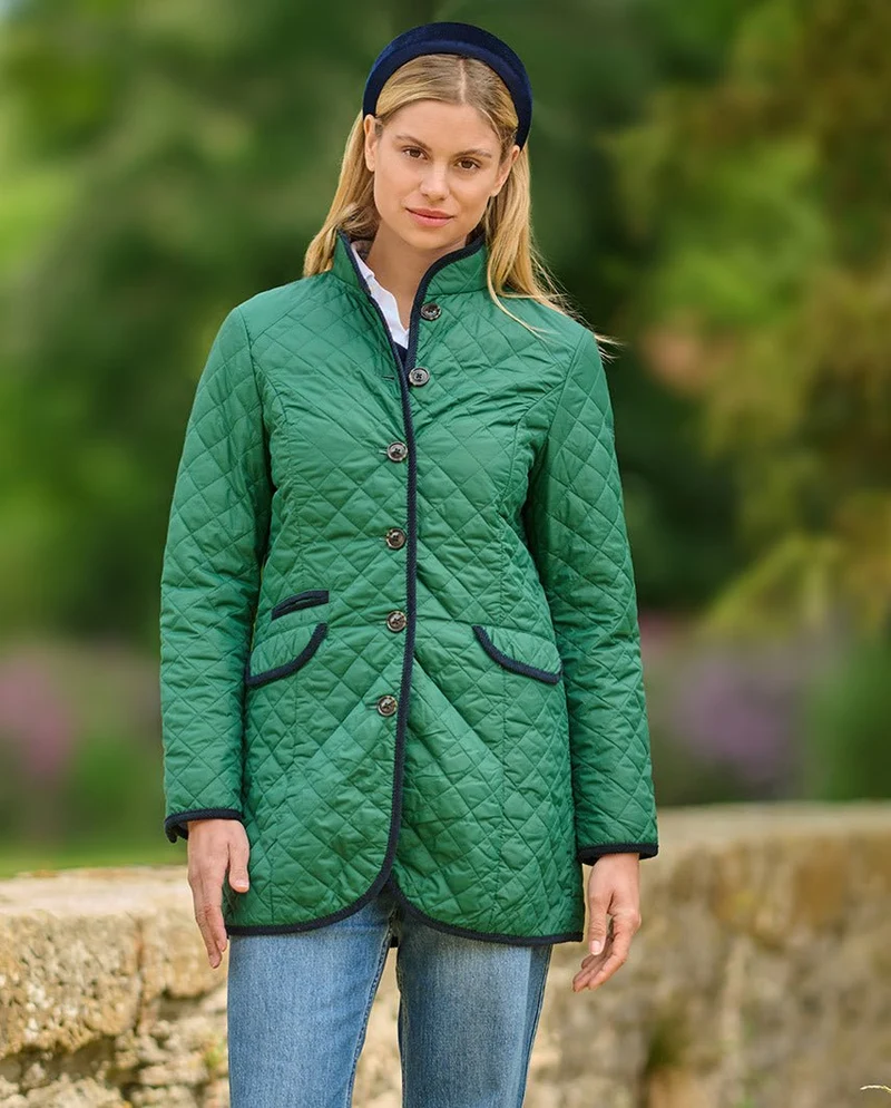 leichter Steppmantel "Grace" in racing green