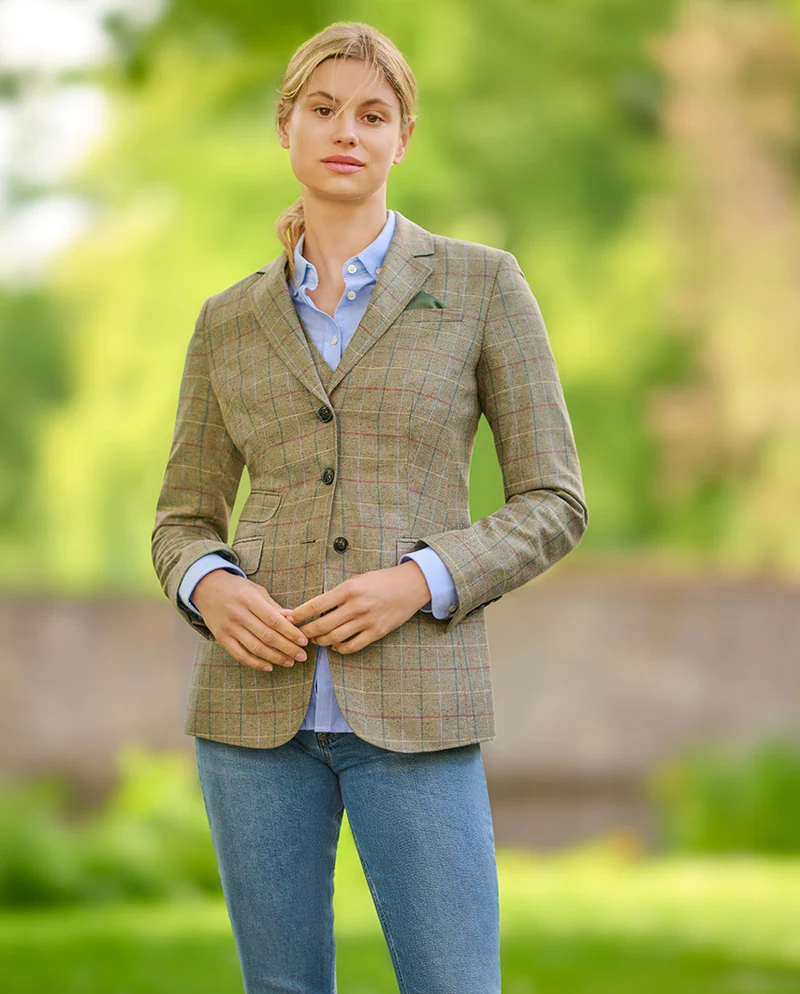 Damen Seidenblazer "Carola" in green check