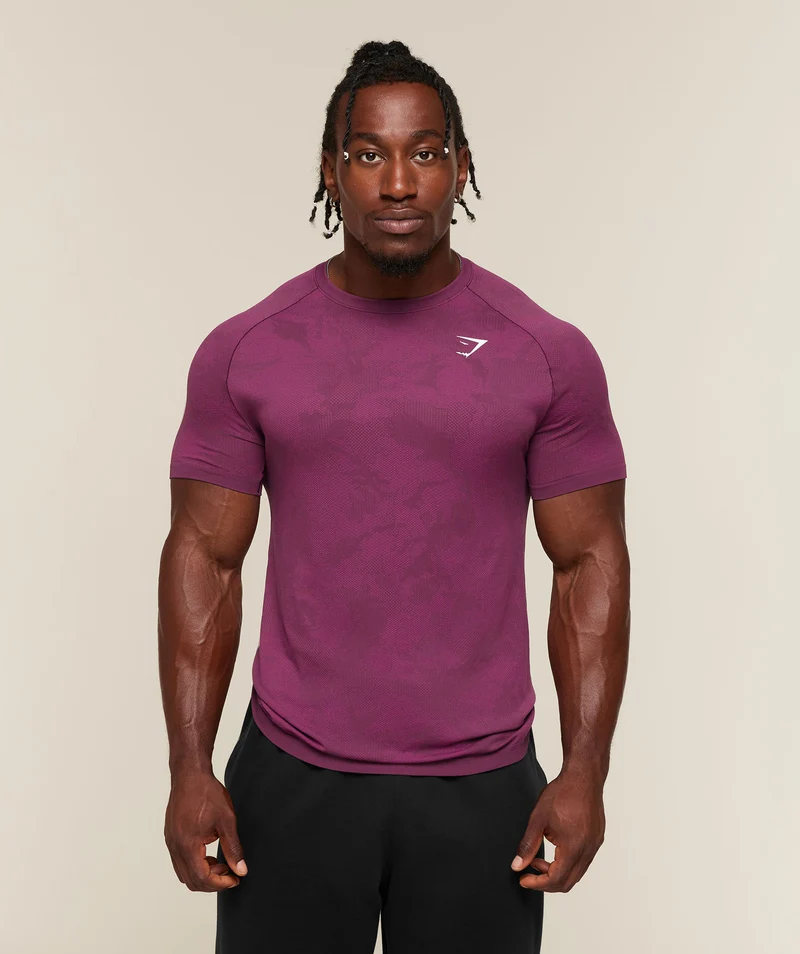 Gymshark Geo Seamless T-Shirt - Strength Pink/Performance Pink