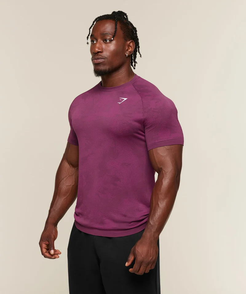 Gymshark Geo Seamless T-Shirt - Strength Pink/Performance Pink