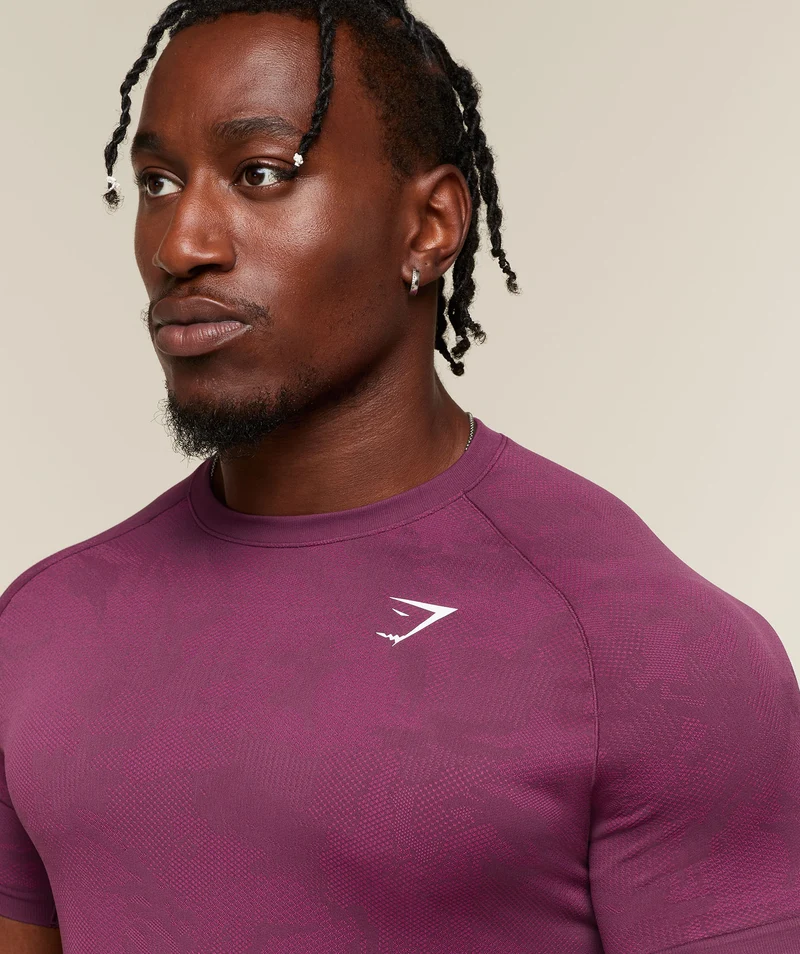 Gymshark Geo Seamless T-Shirt - Strength Pink/Performance Pink