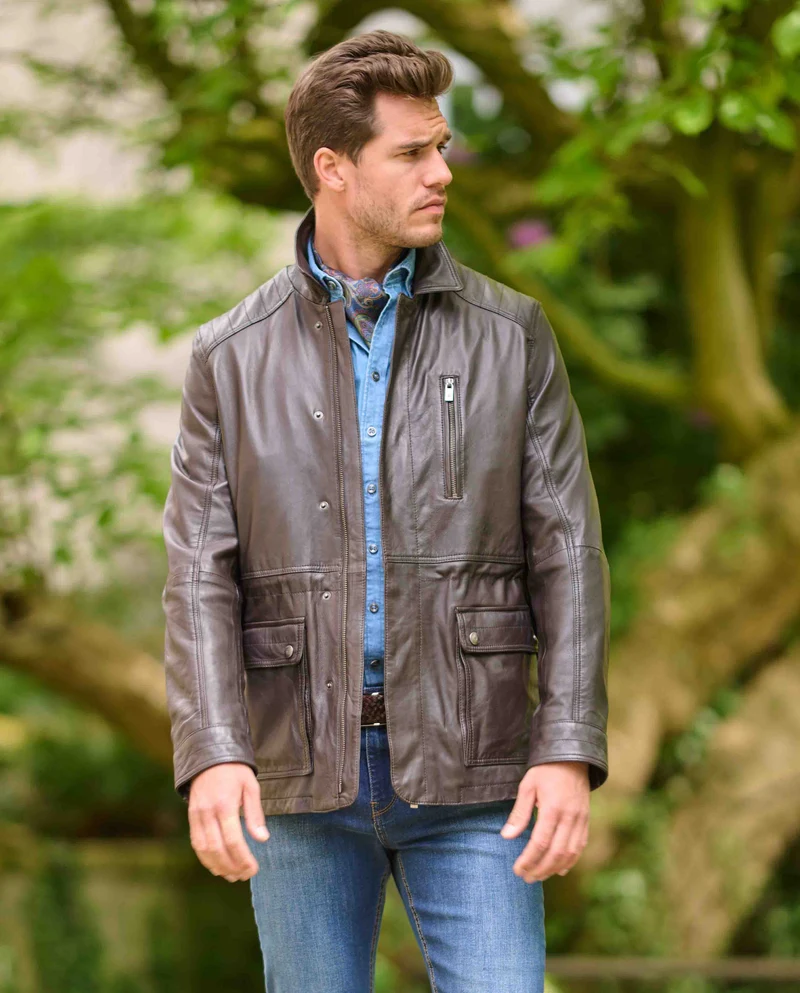 Herren Lederjacke "Seattle" aus Lammnappaleder in dark brown