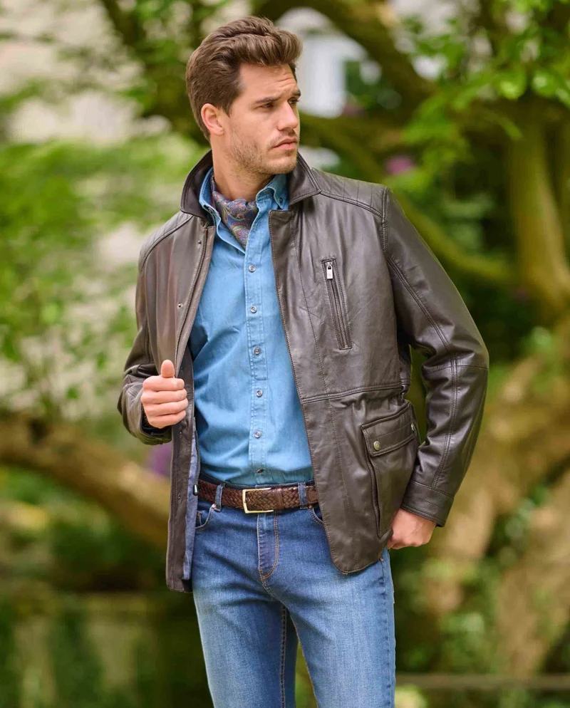 Herren Lederjacke "Seattle" aus Lammnappaleder in dark brown