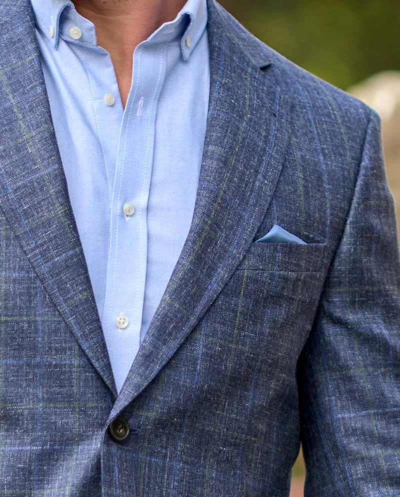 Leichtes Sommersakko "London" aus Schurwoll-Mix in navy check