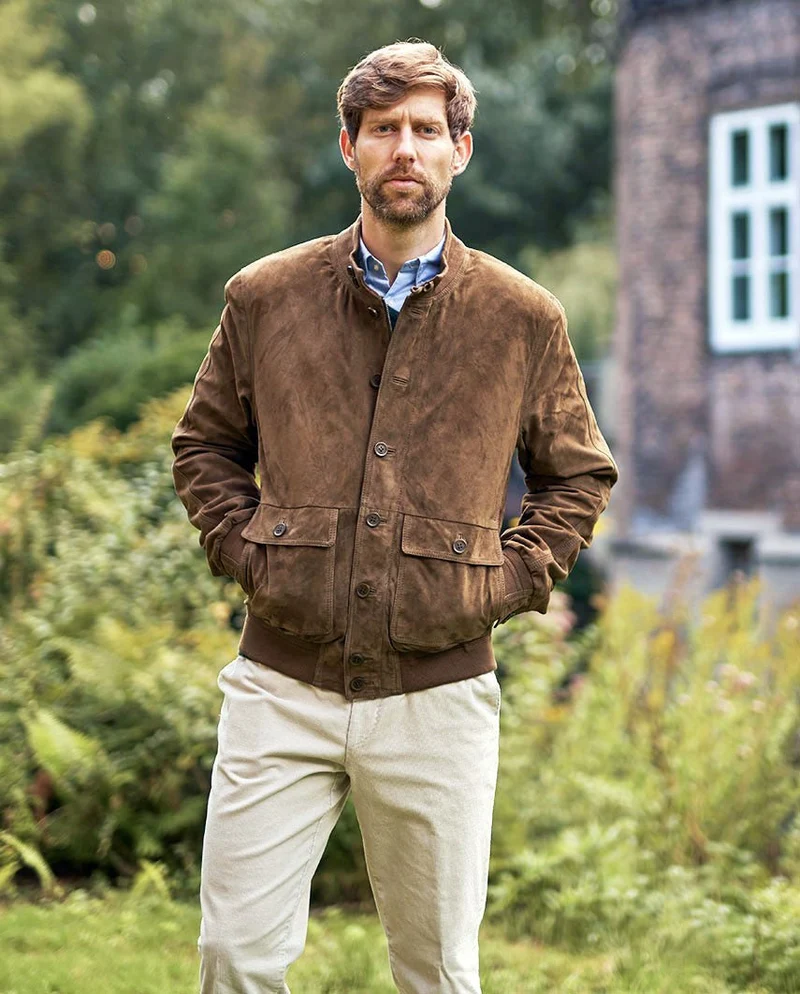 Herren Leder Blouson "Winner" in mud