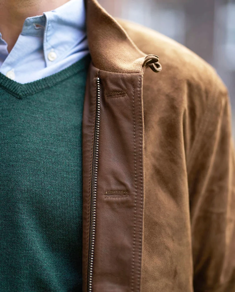 Herren Leder Blouson "Winner" in mud