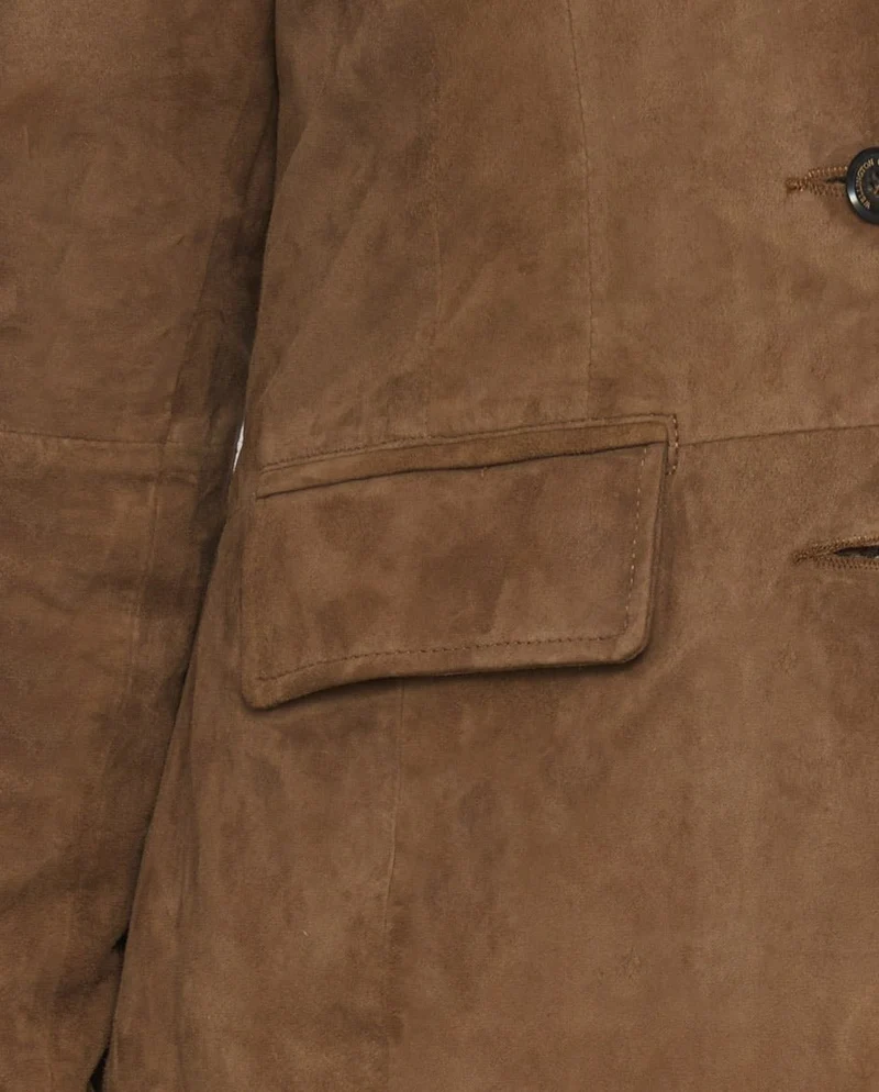 Damen Lederblazer "Kimberly" aus Ziegen-Veloursleder in hazelnut