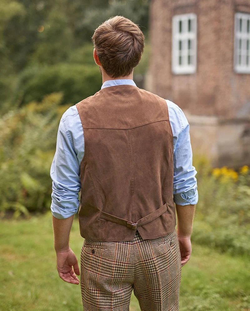 Herren Lederweste "Tailor" aus super softem Ziegenvelours in mud