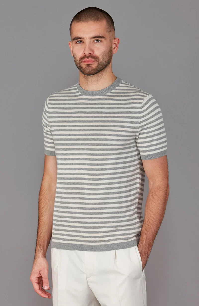 Bretonisches Strick-T-Shirt für Herren aus 100 % ultrafeiner Baumwolle