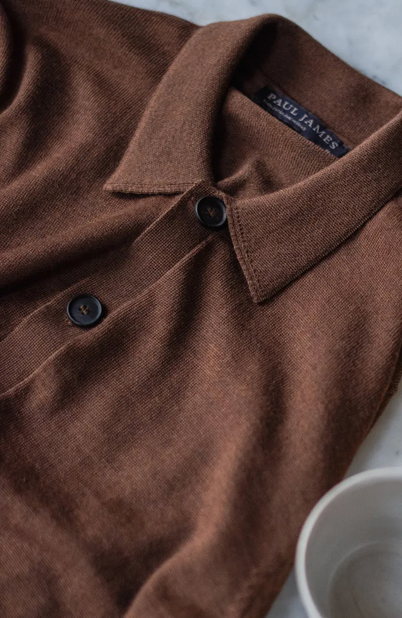 Mens Extra Fine Merino Wool Polo Cardigan