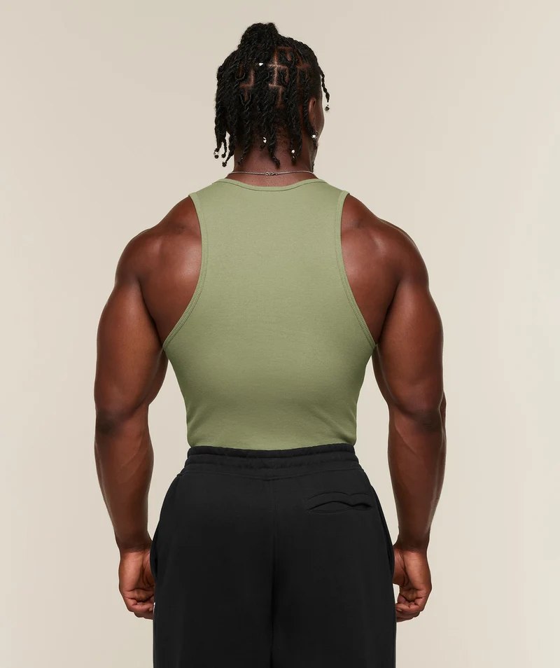 Gymshark Ribbed Tank 1PK - Grounded Green