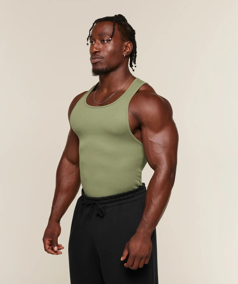 Gymshark Ribbed Tank 1PK - Grounded Green