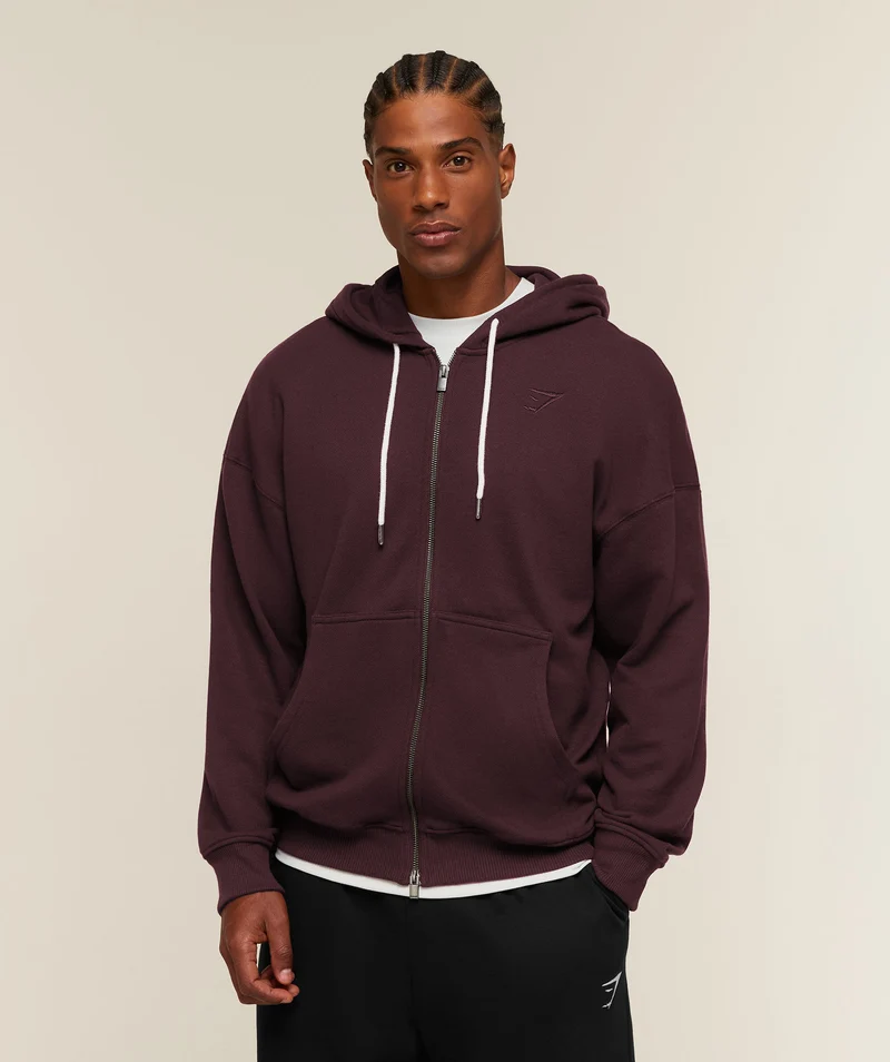 Gymshark Campus Crest Zip Through Hoodie - Cherry Purple
