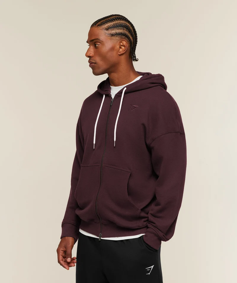 Gymshark Campus Crest Zip Through Hoodie - Cherry Purple