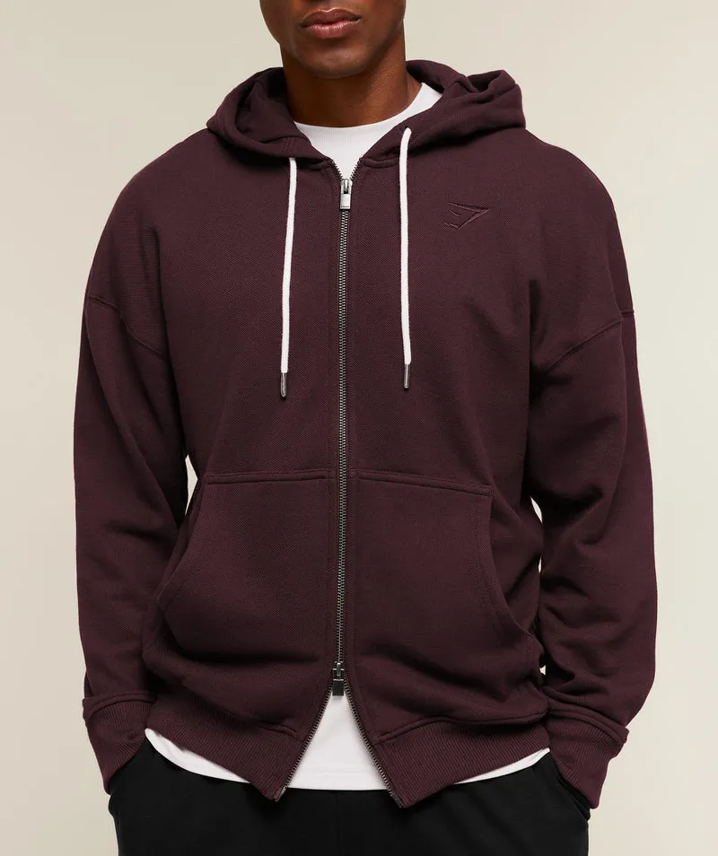 Gymshark Campus Crest Zip Through Hoodie - Cherry Purple