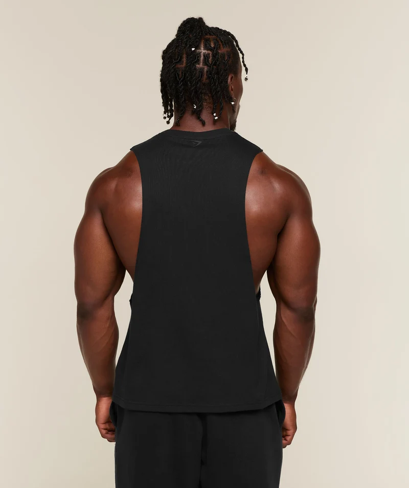 Gymshark Faded Lifting Graphic Drop Arm Tank - Black