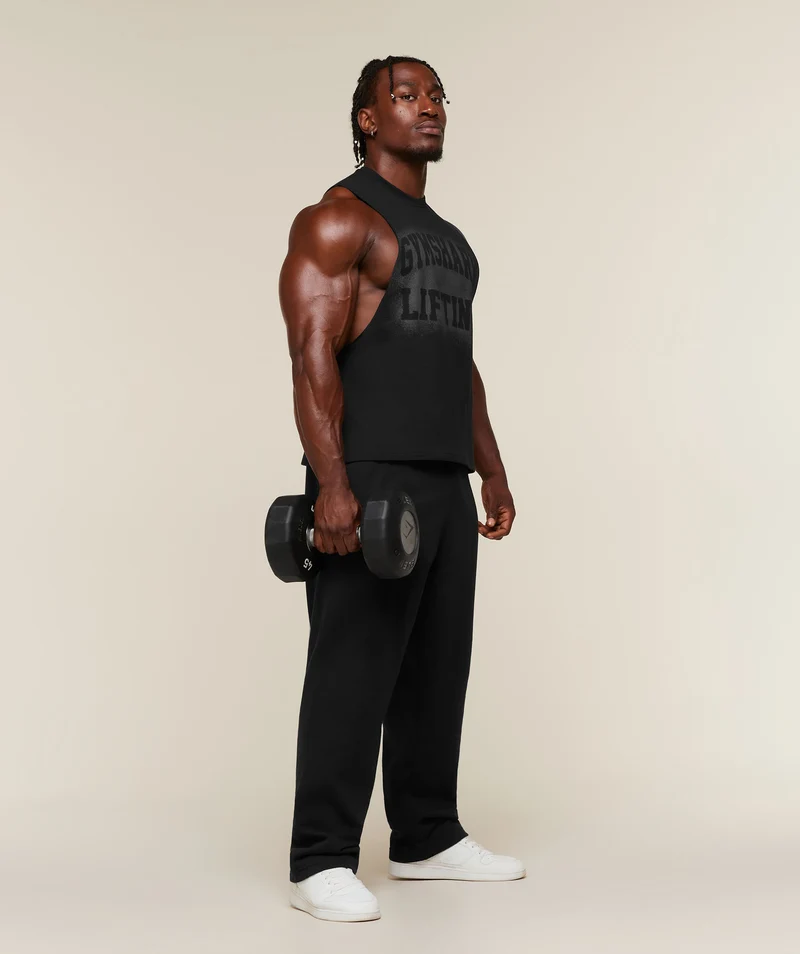 Gymshark Faded Lifting Graphic Drop Arm Tank - Black