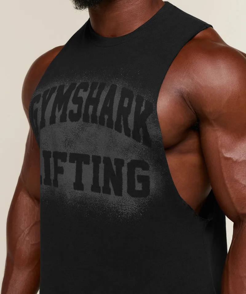 Gymshark Faded Lifting Graphic Drop Arm Tank - Black