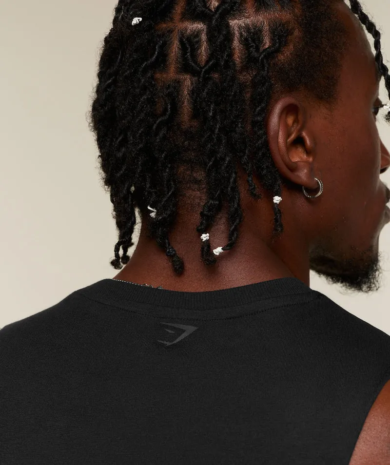 Gymshark Faded Lifting Graphic Drop Arm Tank - Black